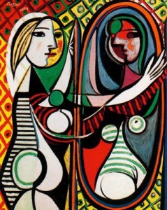 muchacha joven delante de un espejo. 32. picasso. museo de arte moderno. new york. usa