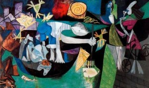 pesca nocturna en antibes. 39. picasso. museo de arte moderno. nueva york. usa.