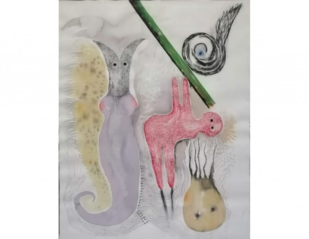 Sin Título. Pintura sobre papel. 134 x 108 cm.