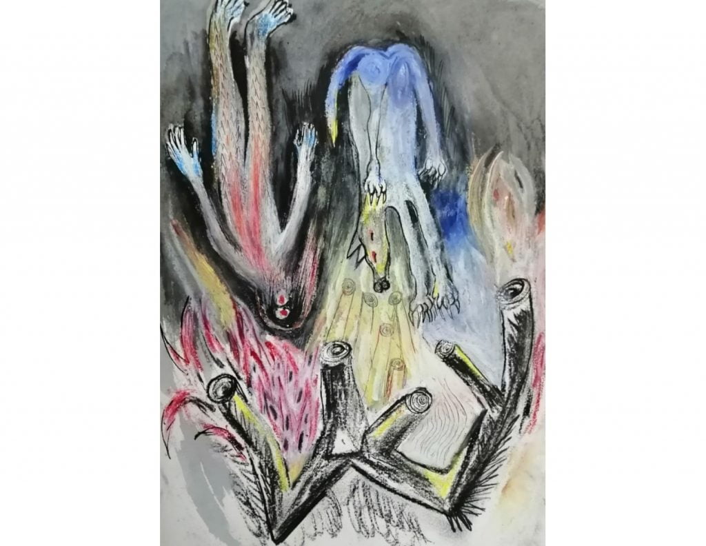 Sin Título. Pintura sobre papel.43 x 30 cm.