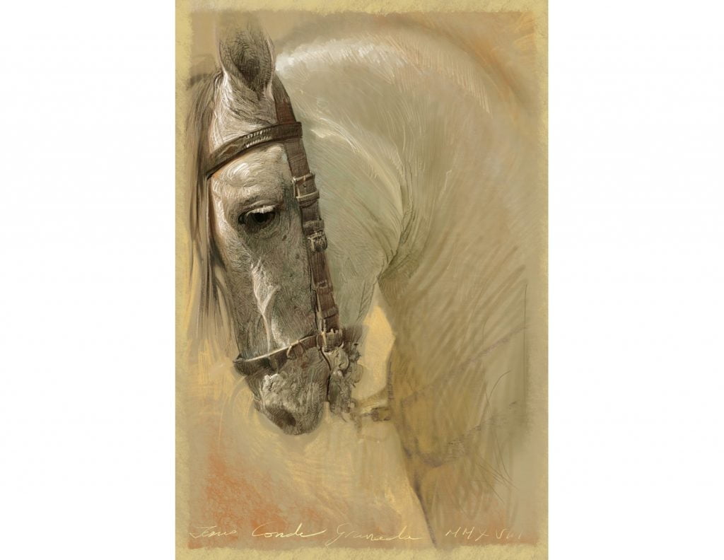 Obra digital de un caballo blanco